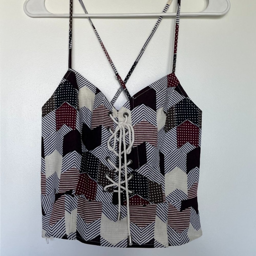 Free People Peplum Tie Front Cami Shirt New with tags Size M